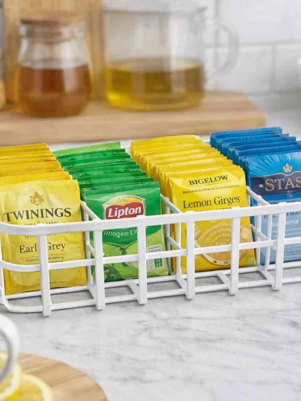 Tea Organizer - White Metal - New